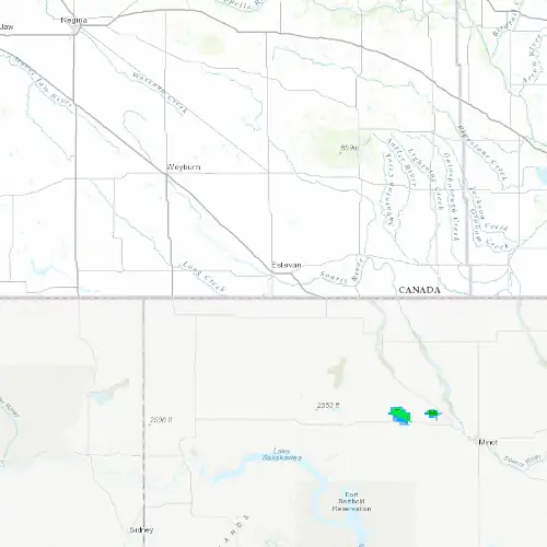 Radar near Estevan at now — 12:00 am CST, Sat Jul 11