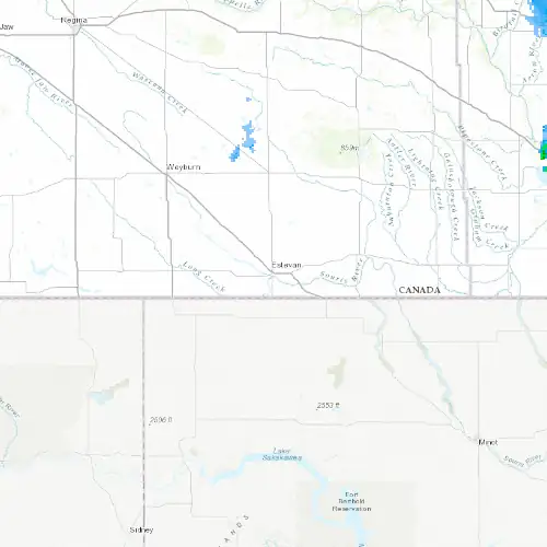 Radar near Estevan at now — 9:00 pm CST, Mon Sep 7