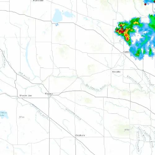 Radar near Fort Qu'Appelle at now — 12:12 am CST, Sat Jul 11