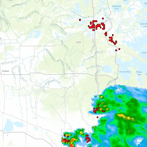 Radar near Hudson Bay at now — 12:06 am CST, Sat Jul 11