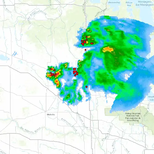 Radar near Kamsack at now — 12:00 am CST, Sat Jul 11