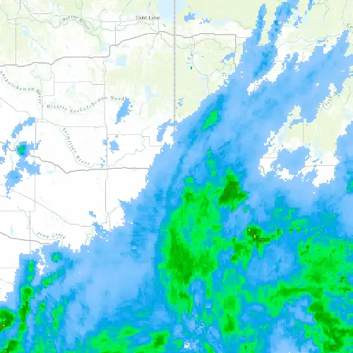 Radar near Lloydminster at now — 8:54 pm MDT, Mon Sep 7