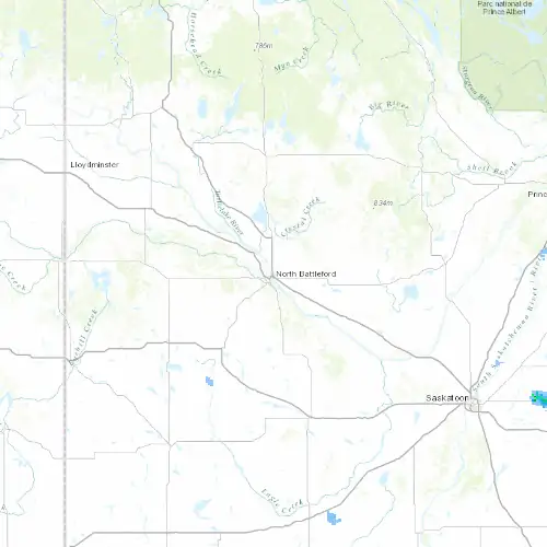 Radar near North Battleford at now — 11:00 pm CST, Fri Jul 10