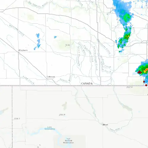 Radar near Oxbow at now — 8:54 pm CST, Mon Sep 7
