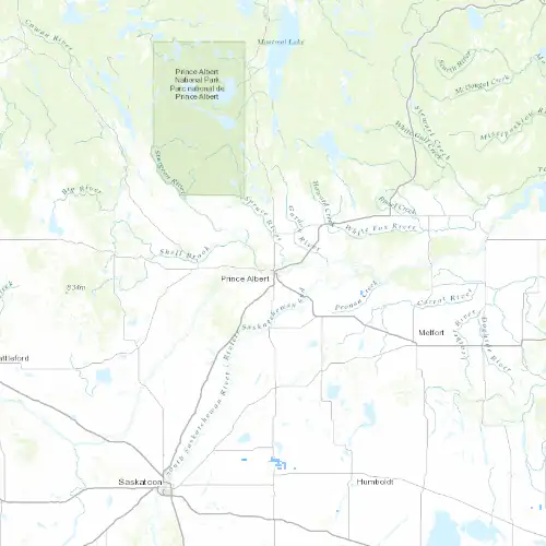 Radar near Prince Albert at now — 12:06 am CST, Sat Jul 11