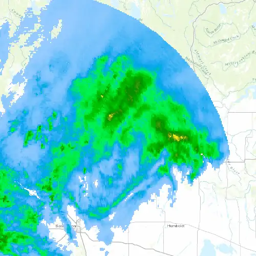 Radar near Prince Albert at now — 9:00 pm CST, Mon Sep 7
