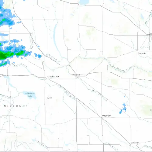 Radar near Regina at now — 9:00 pm CST, Mon Sep 7