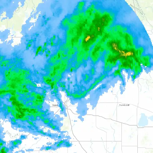 Radar near Rosthern at now — 8:54 pm CST, Mon Sep 7