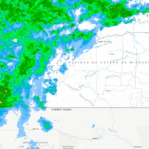 Radar near Shaunavon at now — 9:00 pm CST, Mon Sep 7