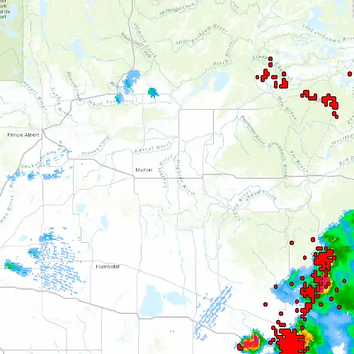 Radar near Tisdale at now — 10:54 pm CST, Fri Jul 10