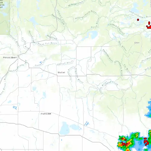 Radar near Tisdale at now — 12:00 am CST, Sat Jul 11