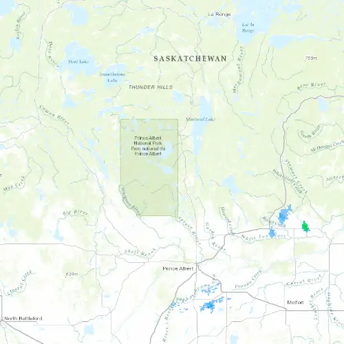 Radar near Waskesiu Lake at now — 11:00 pm CST, Fri Jul 10