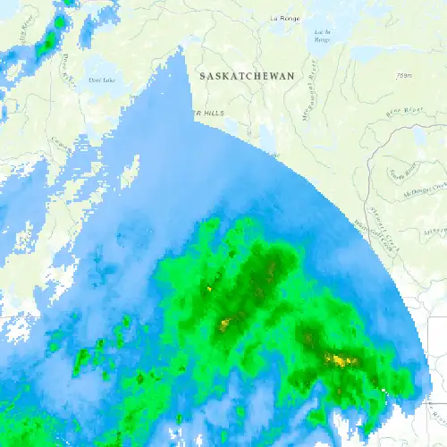 Radar near Waskesiu Lake at now — 9:00 pm CST, Mon Sep 7