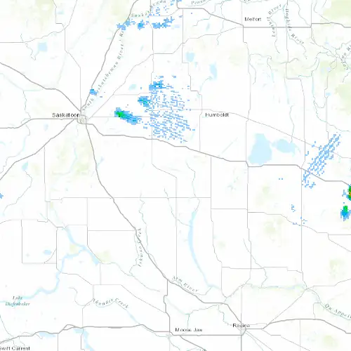 Radar near Watrous at now — 10:54 pm CST, Fri Jul 10