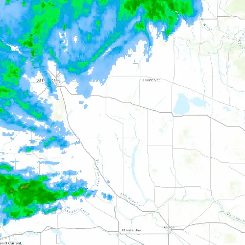 Radar near Watrous at now — 9:00 pm CST, Mon Sep 7