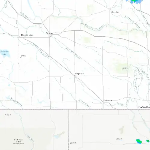 Radar near Weyburn at now — 12:00 am CST, Sat Jul 11