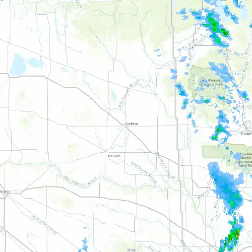 Radar near Yorkton at now — 9:00 pm CST, Mon Sep 7